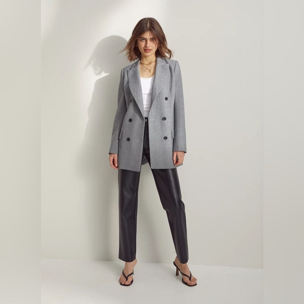🎀 Wilfred Margaux long plaid blazer peak lapel  4 Aritzia oversized - Picture 4 of 13
